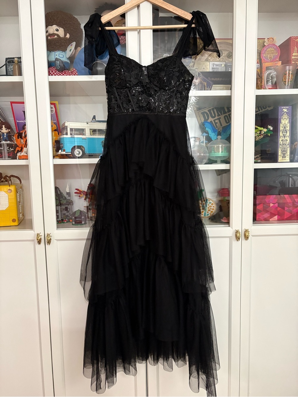 City Studio Black Lace Maxi Prom Dress